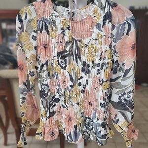 Maurices Multicolor Floral Pleated Blouse